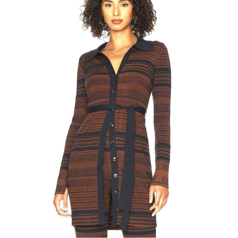 Bailey 44 Siren Striped Sweater Tie Ribbed Knit Small New